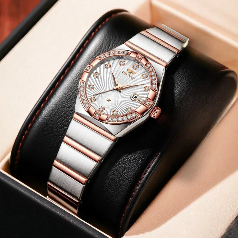 ساعة نسائية مضيئة فائقة النحافة، حركة كوارتز، تصميم فاخر بسيط