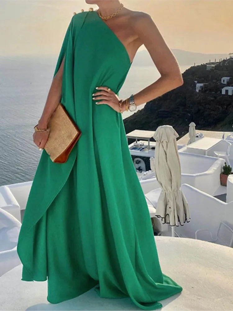 Fashion Elegant Party Dress Women Sexy Off Shoulder Solid Loose Dresses Robe Femme Casual Holiday Beach Skirt Dress Lady Summer