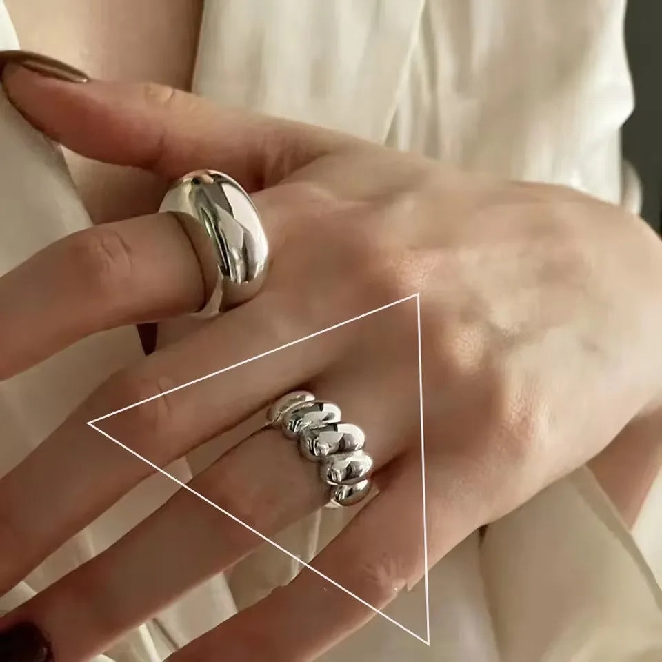 خواتم VENTFILLE من الفضة الإسترلينية عيار 925 بتصميم هيب هوب عتيق بخطوط مجوفة وبانك وفضة تايلاندية للحفلات قابلة للتعديل