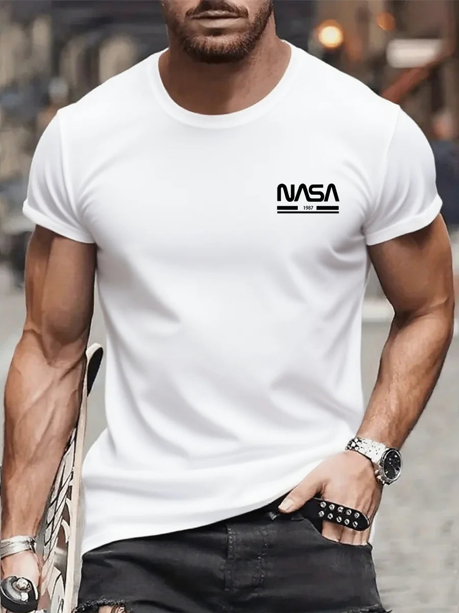 تي شيرت رجالي رياضي قابل للتنفس بطبعة جرافيكية لعام 2025، تي شيرت قطني بأكمام قصيرة، تي شيرت صيفي من علامة تجارية للشارع