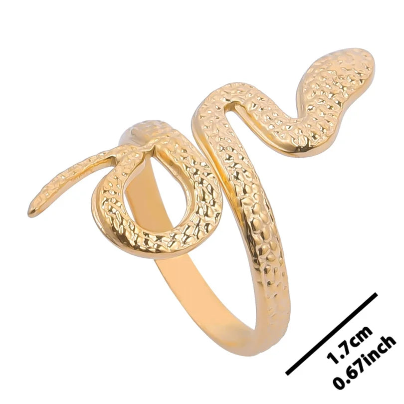 خواتم أنيقة مطلية بالذهب من الفولاذ المقاوم للصدأ، 6 قطع/مجموعة، بتصميمات زهور ونجوم وأوراق شجر وحب وثعبان، خواتم مجردة، مجوهرات نسائية بالجملة