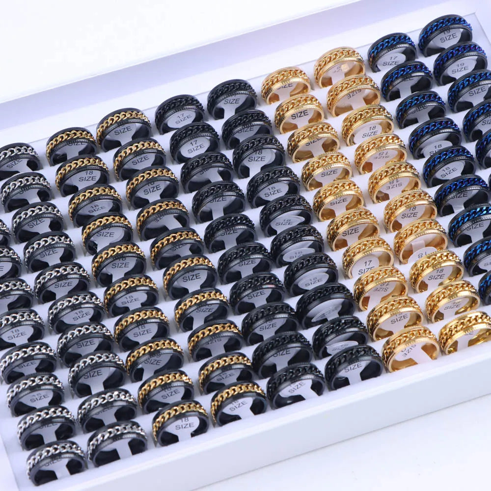 ١٠ قطع/عبوة، خاتم أنيق وبسيط من الفولاذ المقاوم للصدأ، مناسب للرجال والنساء، مجوهرات عصرية جميلة بنمط البانك، هدايا مثالية لحفلات أعياد الميلاد.