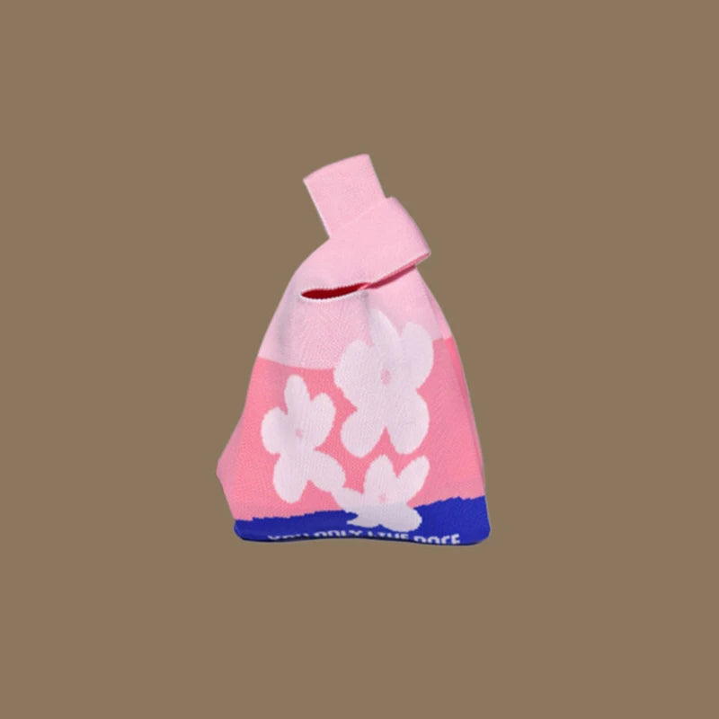 حقائب يد نسائية أنيقة مصنوعة يدويًا محبوكة، حقيبة معصم صغيرة بعقدة، حقيبة تسوق كورية كاجوال قابلة لإعادة الاستخدام