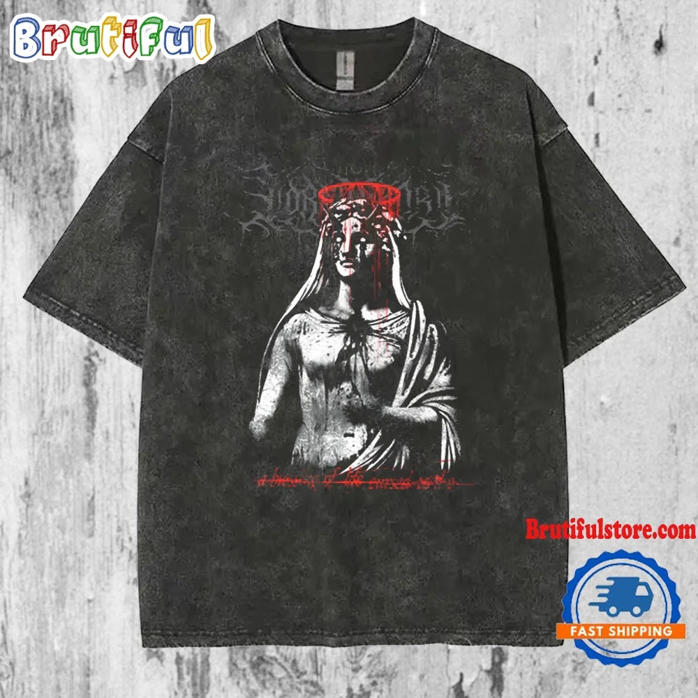 تي شيرت رجالي ونسائي مطبوع عليه رسومات فرقة لورنا شور سيمفونية ديثكور، جولة عالمية، ألبوم جديد، مقاس كبير، من ميركاه، مصنوع من القطن المغسول