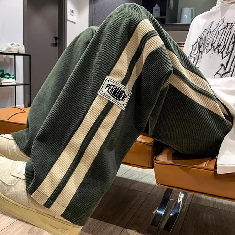 High Street Casual Pants Men Wide-leg Straight Corduroy Trousers Spring Autumn Fashion Jogger Couple Streetwear new sweatpants