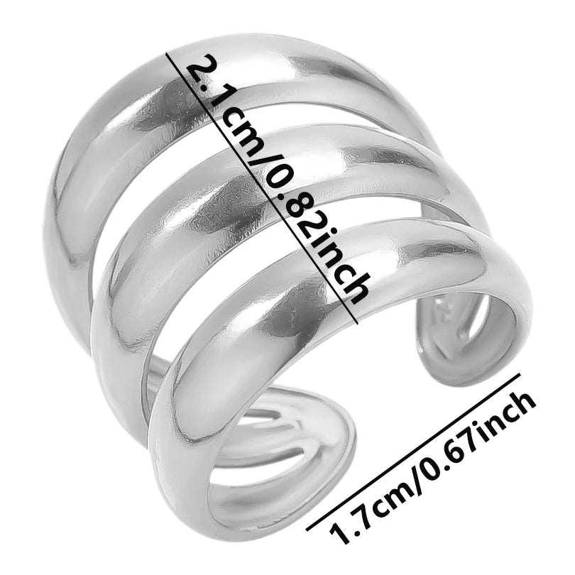 خاتم معدني عالي الجودة بتصميم غير منتظم ومجوف، مفتوح وقابل للتعديل، مصنوع من الفولاذ المقاوم للصدأ، مناسب للنساء والرجال، إكسسوارات مستوحاة من زهرة ونجمة البحر