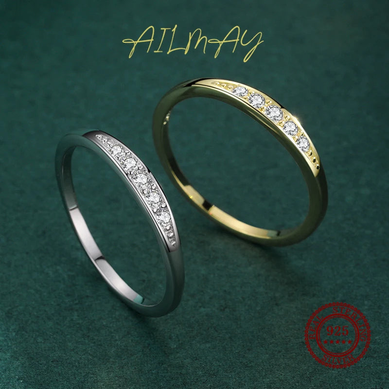 خواتم أيلماي الكلاسيكية البسيطة المصنوعة من الفضة الإسترليني عيار 925 بنسبة 100% والمرصعة بالزركونيا البراقة من الدرجة AAAAA، مجوهرات زفاف مميزة للنساء