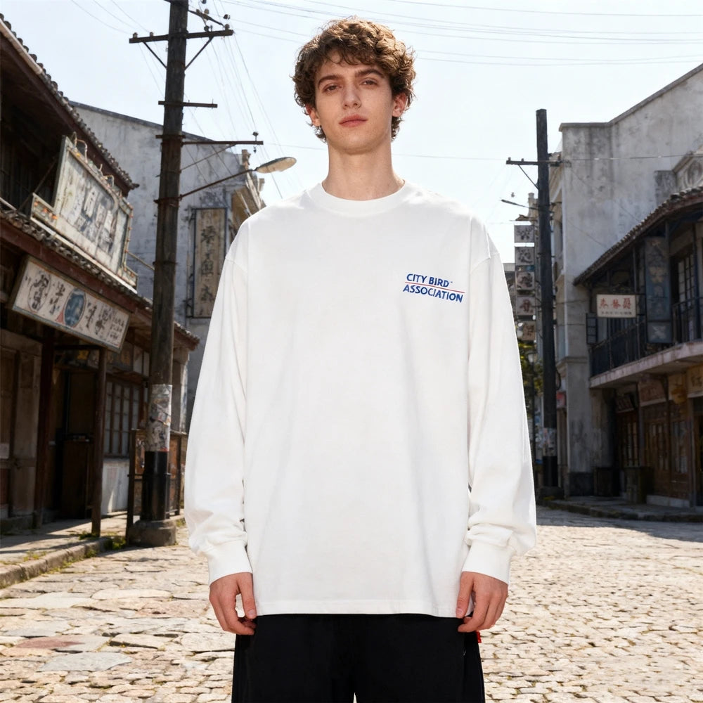 تي شيرت KUCLUT 1:1 Y2K مطبوع بجودة عالية على الطراز الياباني، تي شيرت فضفاض كبير الحجم كاجوال 100% قطن بأكمام طويلة للرجال