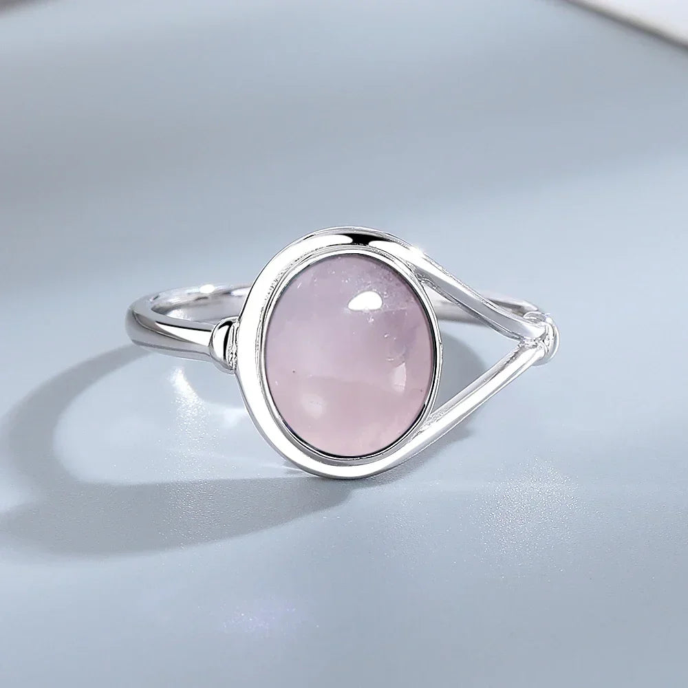 925 Sterling Silver Ring Natural 10*14mm Moonstone Rings Oval Large Gemstone Vintage Fine Jewelry for Women Men