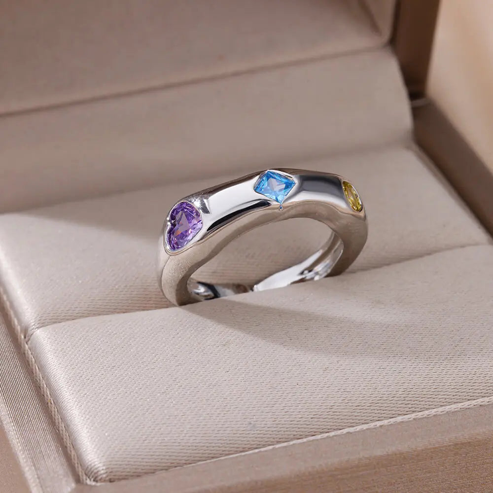 خواتم زركون بتصميم هرم للنساء، مصنوعة من الفولاذ المقاوم للصدأ، بتصميم قطرة الماء، قابلة للتعديل، مناسبة لحفلات الزفاف، مجوهرات أنيقة، هدية مثالية.