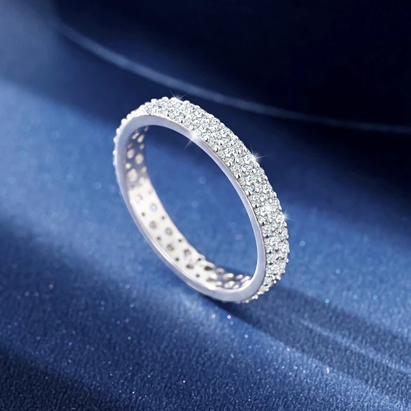 خواتم مويسانيتي كاملة بوزن 0.596 قيراط من الفضة الإسترلينية عيار 925 للنساء، خاتم كلاسيكي لامع، مجوهرات للخطوبة والزفاف، هدية