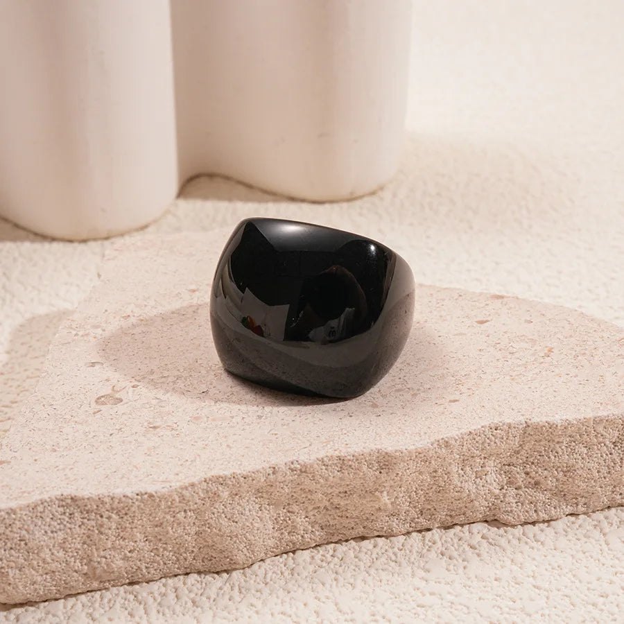 خاتم من الراتنج الأكريليكي بألوان الحلوى، بتصميم هندسي دائري بسيط وعصري، مناسب للأصابع، خواتم نسائية قابلة للتكديس، إكسسوارات مجوهرات يدوية.