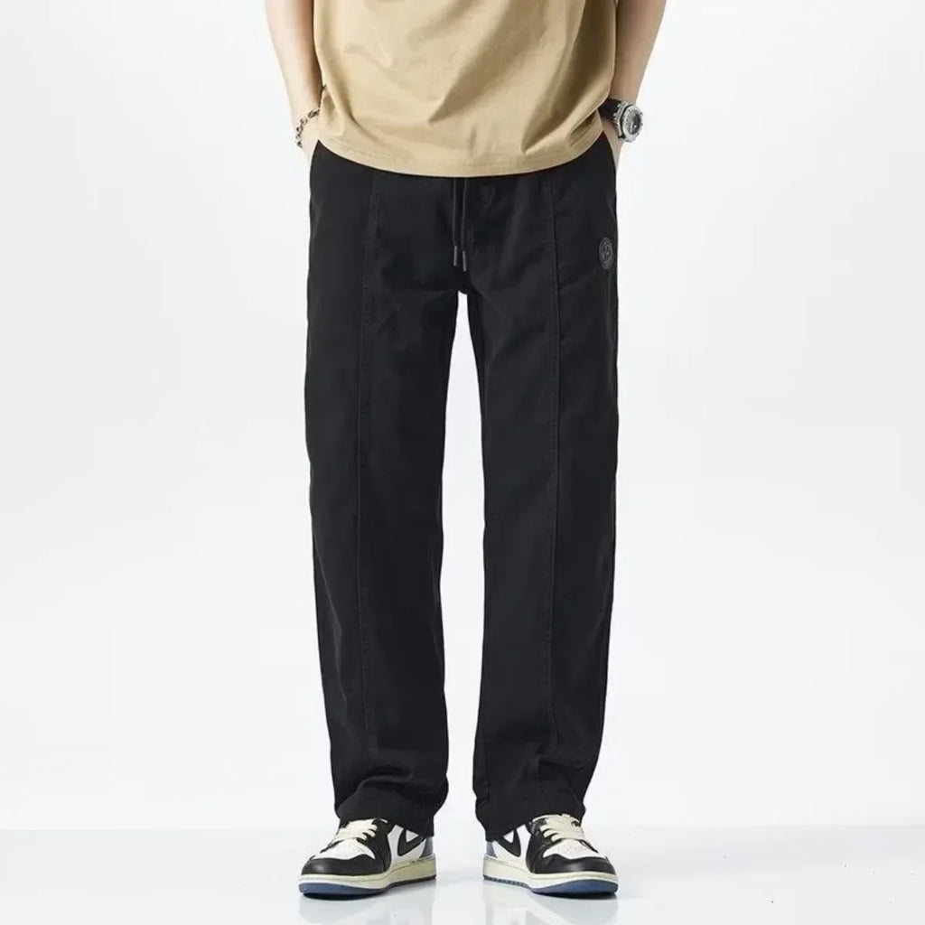 Versatile  Hot Selling Men's Casual Pants Straight Leg Wide Leg Pants with Drawstring Solid Color Men's Fashion Loose Version