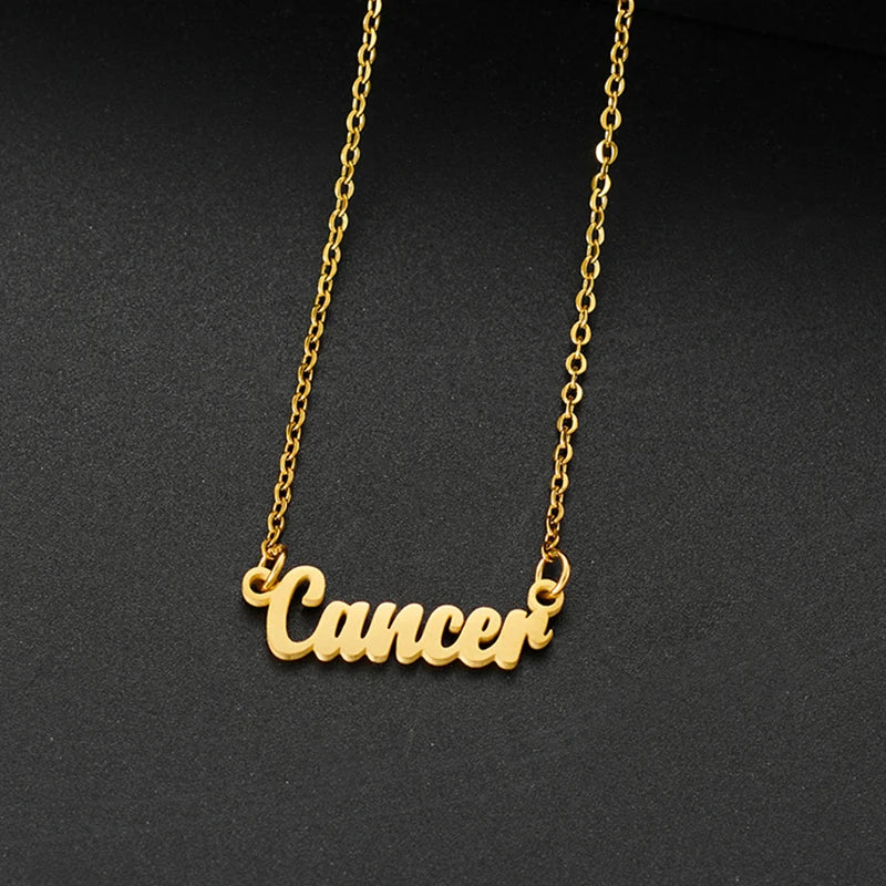 Stainless Steel 12 Zodiac Constellation Necklace for Women Aries Gemini Aquarius Pisces Leo Pendants Necklaces Astrology Jewelry