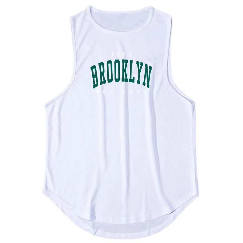 1898 Brooklyn New York Printed Summer Fashion Sports Tank Tops Mens Quick Dry Running Vest Mesh Gym Clothing Basketball Jerseys