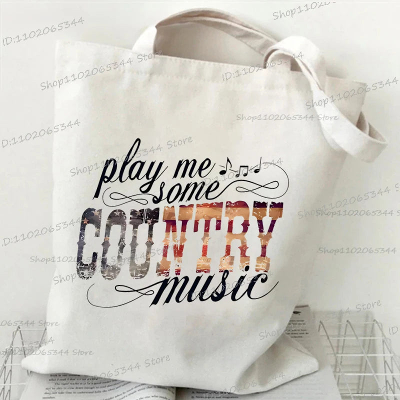 Vintage Musical Notes Handbag 80s Cassette Tape Pencil  Print Canvas Tote Bags Throwback Music Lover Gift Teacher Shoulder Bags