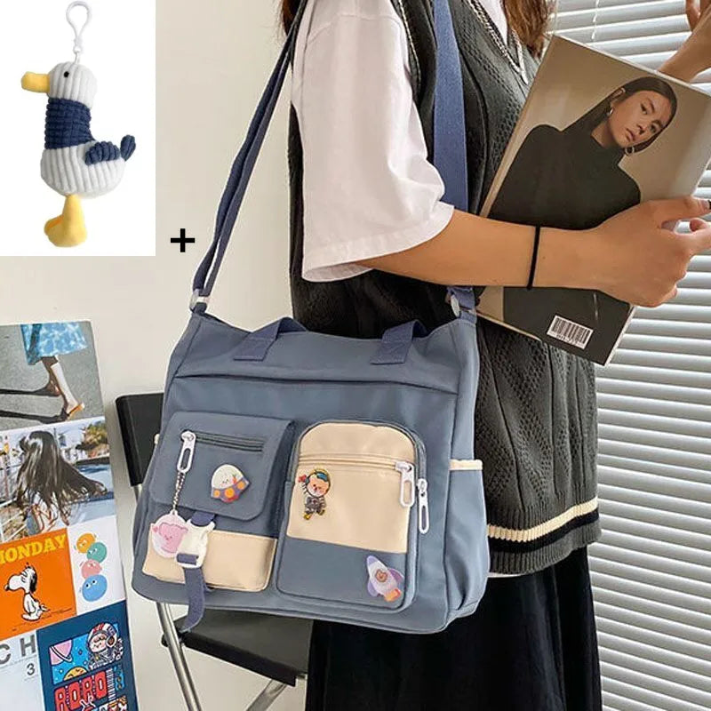 حقيبة يد نسائية من القماش النايلون المقاوم للماء، حقيبة كتف، حقيبة رسول يابانية، حقيبة كروس مدرسية للطالبات، حقيبة كتف للبنات