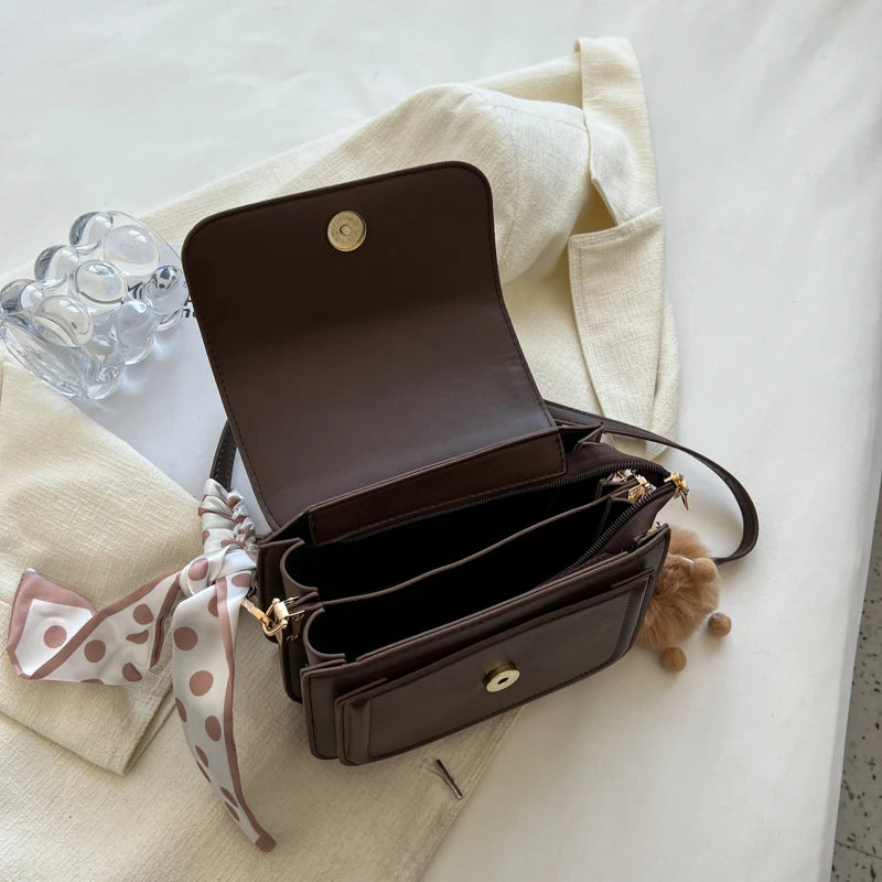 حقيبة كتف جلدية للنساء - حقائب كروس أنيقة، حقيبة تحت الإبط، حقيبة يد مربعة صغيرة