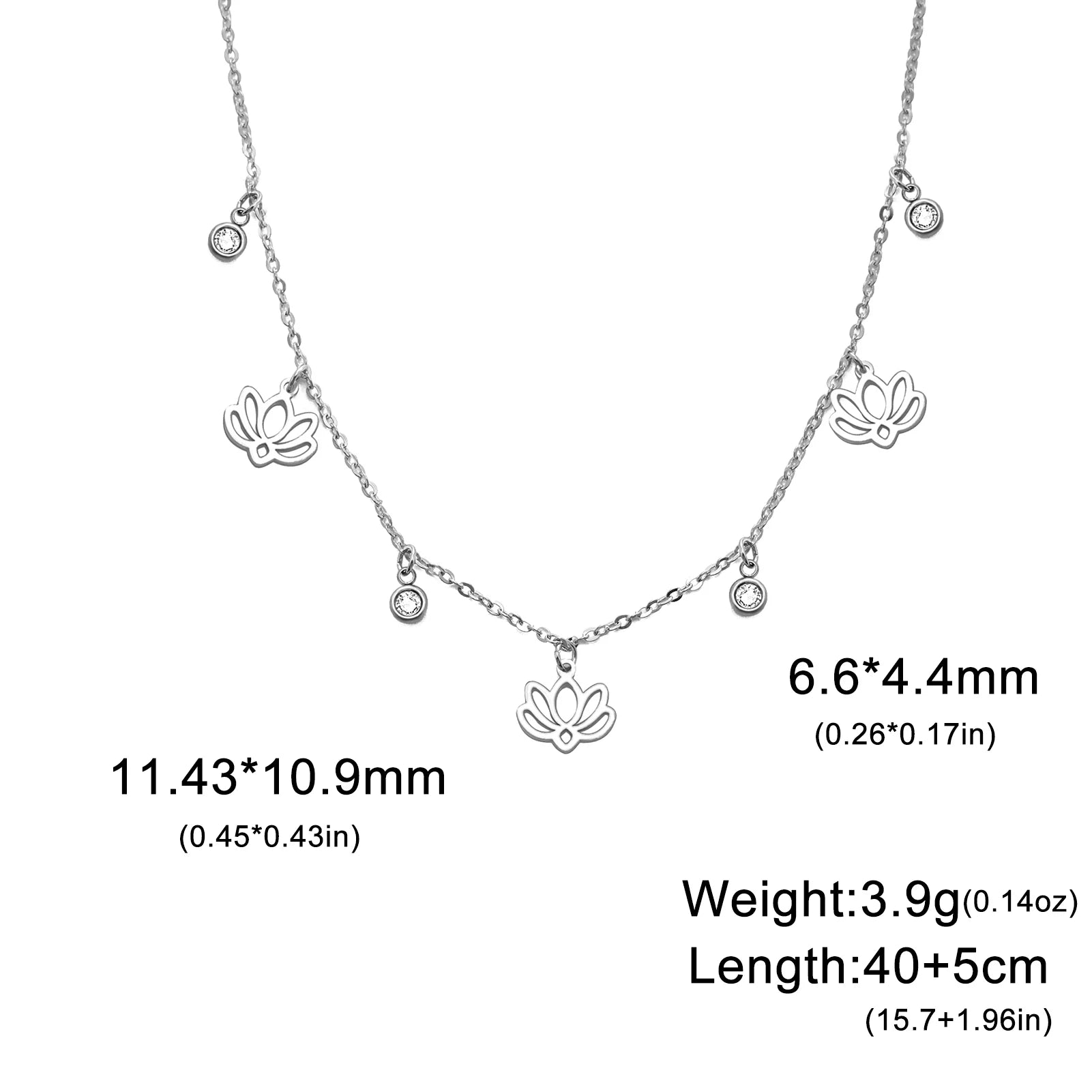 Lucktune Lotus Flower Zircon Pendant Necklace for Women Bohemian Stainless Steel Choker Chain Necklace Jewelry Birthday Gift New