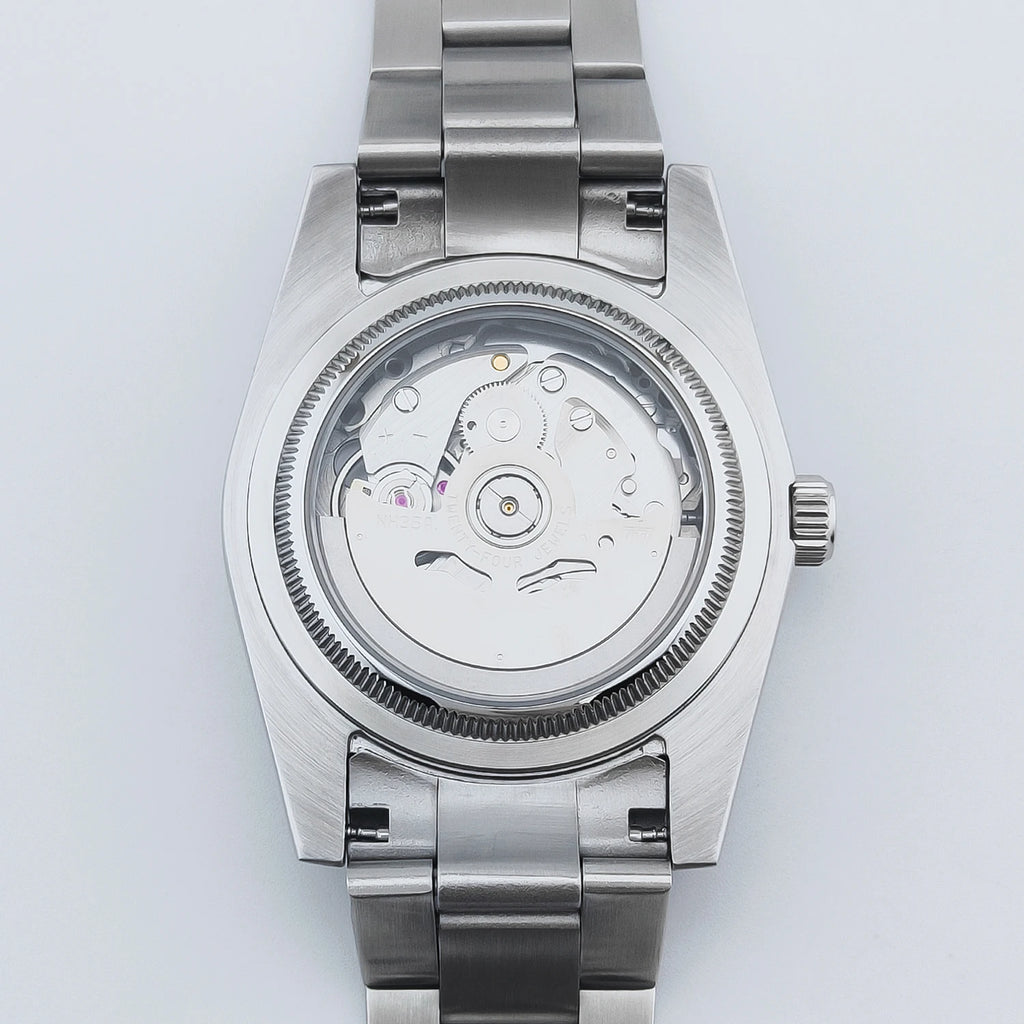 ساعة يد ميكانيكية أوتوماتيكية فاخرة من كورجيوت مقاس 36 مم/39 مم، باللونين الأبيض والأسود، أرقام للرجال، ساعة من الكريستال الياقوتي 10 بارات