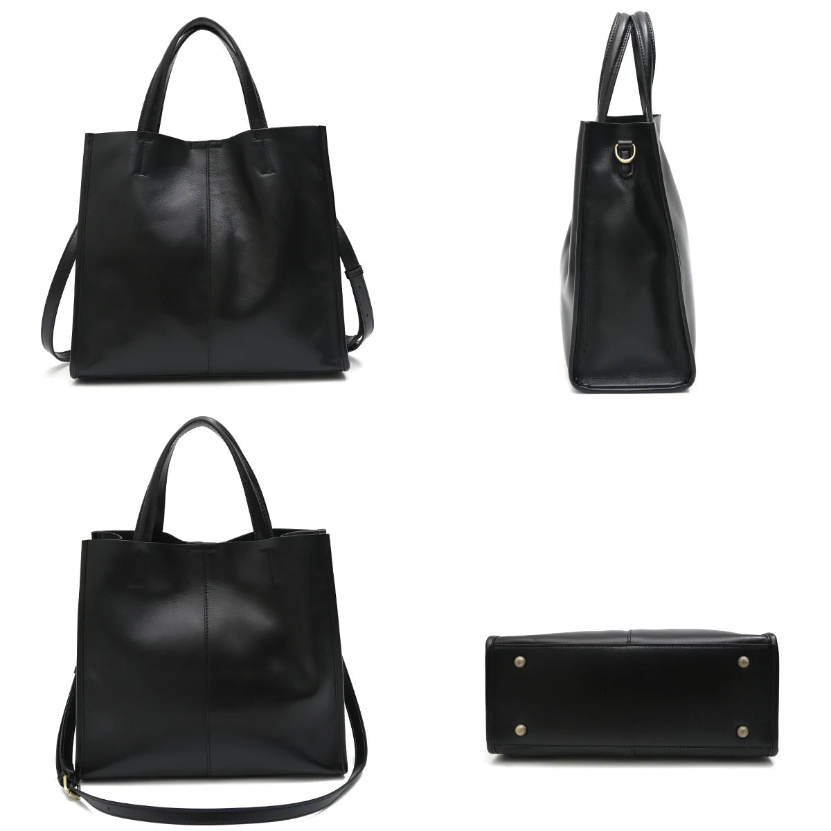 حقيبة توت كلاسيكية بسيطة من الجلد الأصلي للنساء، حقيبة يد كلاسيكية فاخرة ذات مقبض علوي بسعة كبيرة وحقائب كتف للأعمال