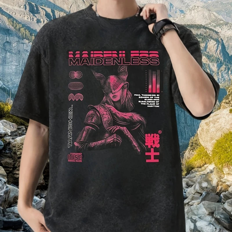 تي شيرت صيفي ساخن برقبة دائرية مطبوع عليه شخصية لعبة، تي شيرت صيفي جديد كاجوال للرجال والنساء، نمط ها ري