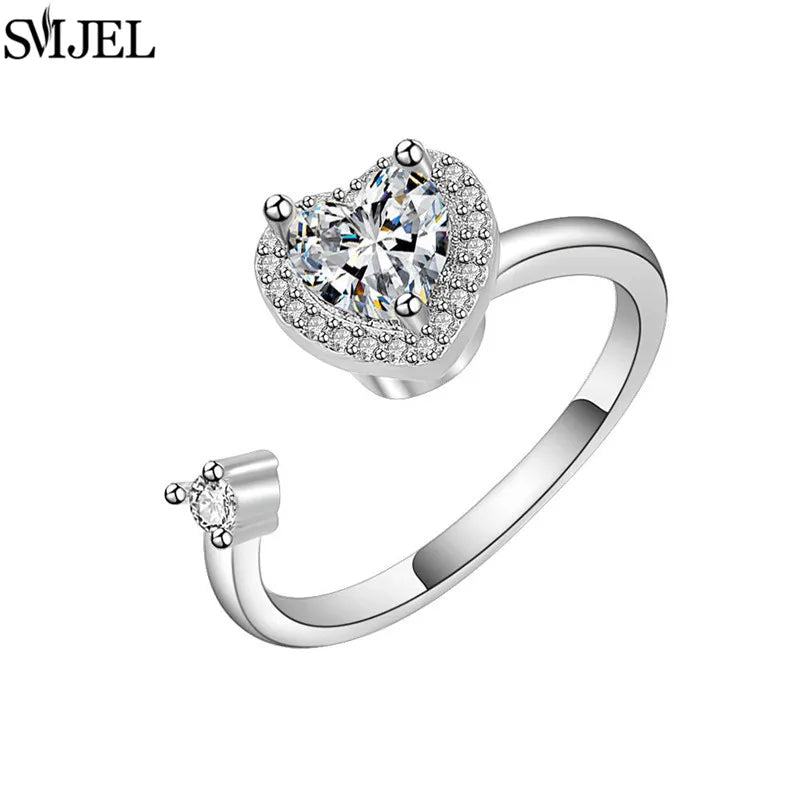 خواتم فاخرة دوارة على شكل حيوانات لتخفيف التوتر للنساء، خواتم دوارة لطيفة على شكل زهرة وقلب ويعسوب، خاتم مضاد للتوتر، مجوهرات زفاف