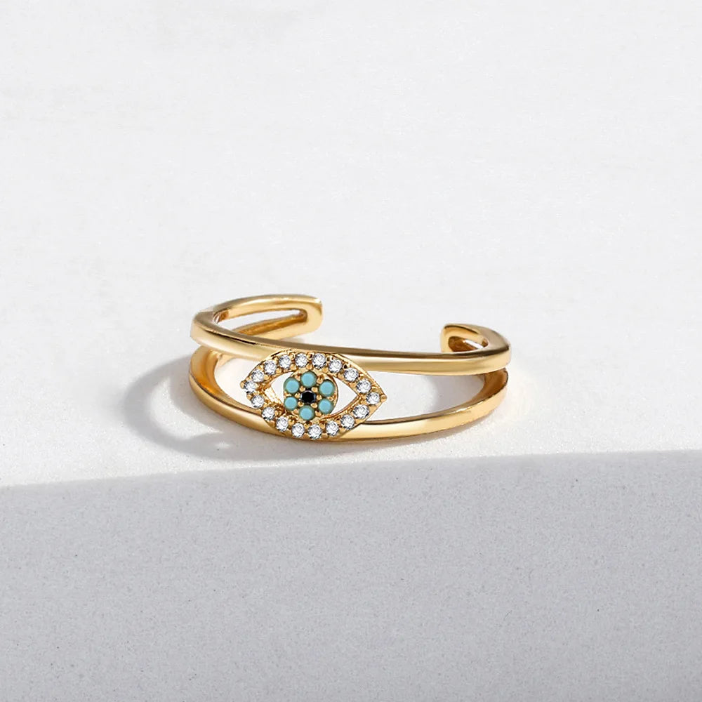خواتم YILOUCD زرقاء زركون عيون الشيطان مفتوحة قابلة للتعديل، خواتم تركية محظوظة على شكل عين الحسد للنساء، مجوهرات زفاف