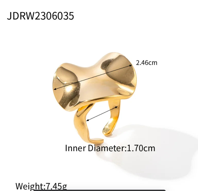 خواتم زهور رقيقة من الفولاذ المقاوم للصدأ بلون ذهبي للنساء، أنيقة وعصرية ومتعددة الاستخدامات، خاتم عريض للأصابع، مجوهرات للارتداء اليومي