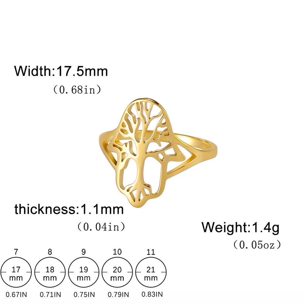 خاتم لاكتون بتصميم شجرة الحياة، مصنوع من الفولاذ المقاوم للصدأ، بلون فضي، مناسب للرجال والنساء، جديد في عالم المجوهرات، هدية مثالية للأزواج في حفلات الزفاف