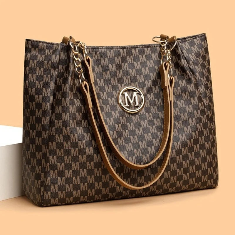 Women's New Commuter Tote Bag Trendy Fashionable Single Shoulder Large Capacity Simple Vintage Print