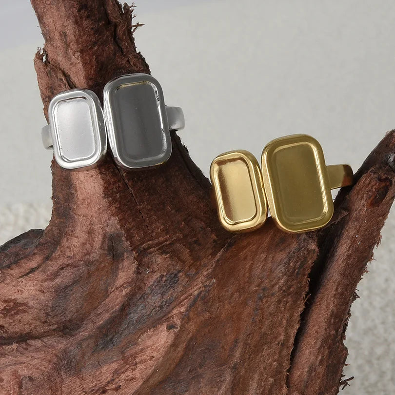 5 قطع/مجموعة خواتم من الفولاذ المقاوم للصدأ، لون ذهبي، قابلة للتعديل، مفتوحة، بتصميم عصري، مجوهرات نسائية أنيقة، لا يتغير لونها