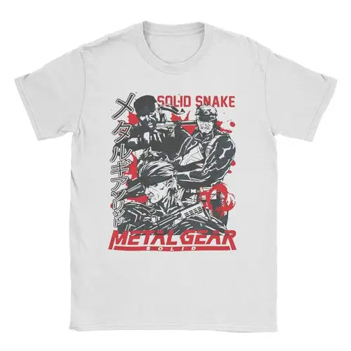 تي شيرت رجالي ونسائي MGS1 Solid Snake Game T-Shirt Metal Gear قطني مضحك بأكمام قصيرة ورقبة دائرية تي شيرت كلاسيكي