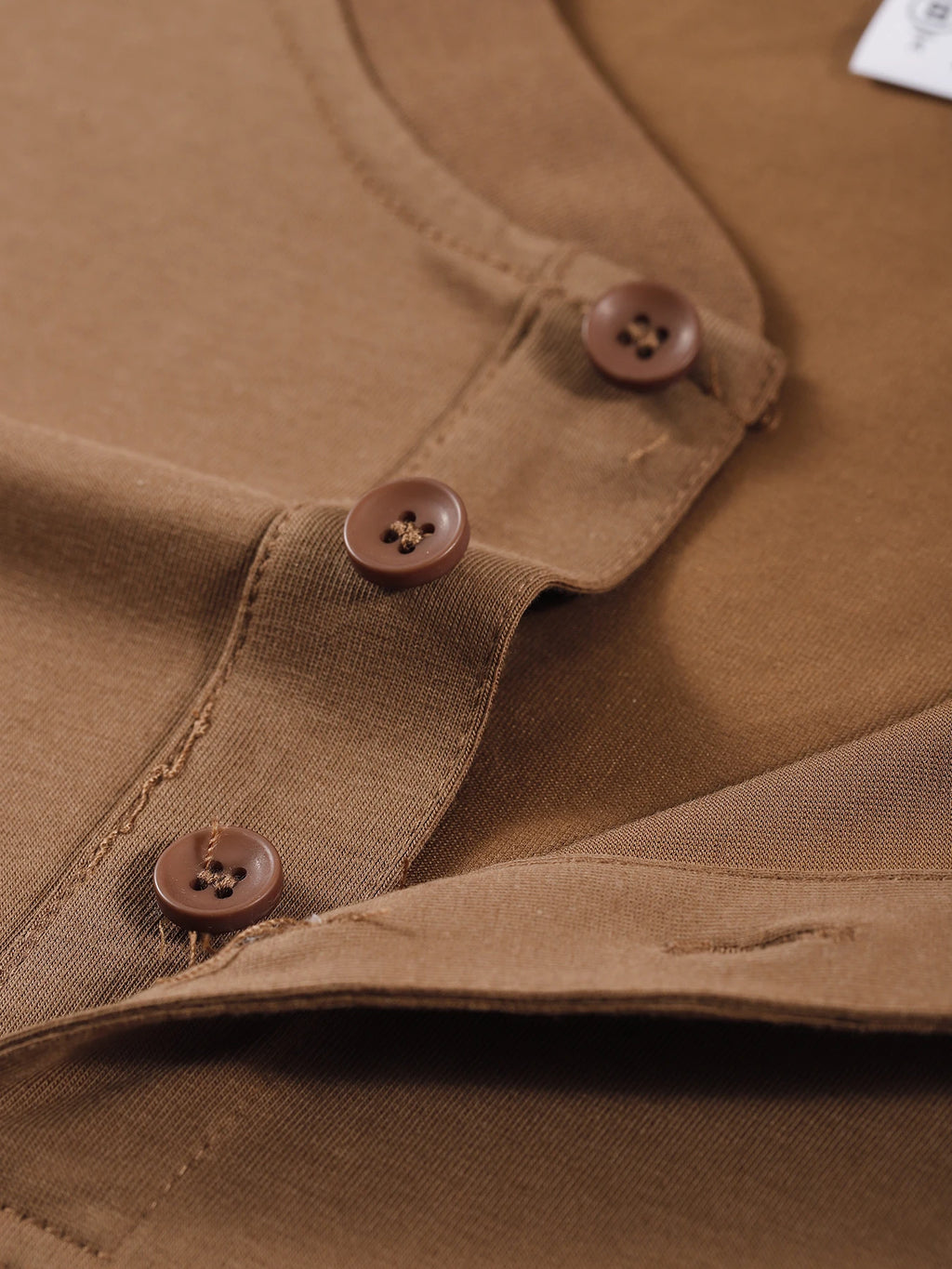 قميص نسائي أساسي رياضي خريفي بأكمام طويلة من Bhlyn New York City مطبوع عليه Henley من عام 1997، قمصان قطنية برقبة هنري، ملابس عمل