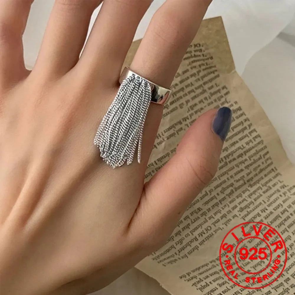 خواتم فضية اللون من بي إف كلوب للنساء، بتصميم هندسي بسيط مصنوع يدويًا، مزينة بشرابة غير منتظمة، بتصميم كلاسيكي، مناسبة للحساسية، هدية مثالية لحفلات أعياد الميلاد
