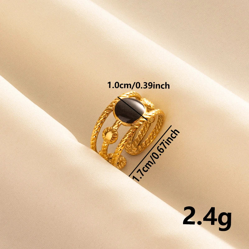 خاتم مفتوح قابل للتعديل بتصميم عين الحسد، قلب، شمس، قلب، للنساء والرجال، إكسسوارات، مينا أسود، مجوهرات عتيقة، خاتم من الفولاذ المقاوم للصدأ، هدية