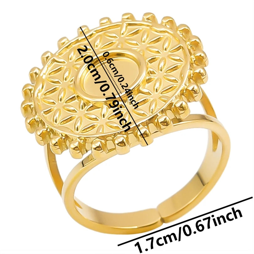 خمس قطع من حلقات قابلة للتعديل مطلية بالذهب ومصنوعة من الفولاذ المقاوم للصدأ، مثالية للنساء، هدية رائعة للفتيات، لا يتغير لونها أبداً.