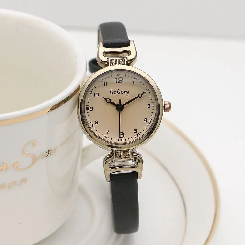 ساعة يد نسائية بحزام رفيع، ساعة رقمية صغيرة المينا