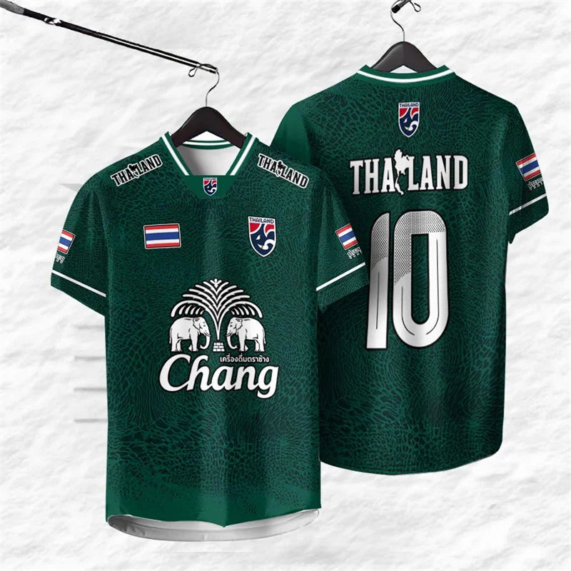 Thailand Number 10 Jersey T-shirt For Men Elephant Print Graphic Short Sleeve Sport T Shirt Outdoor Summer Daily Breathable Tee