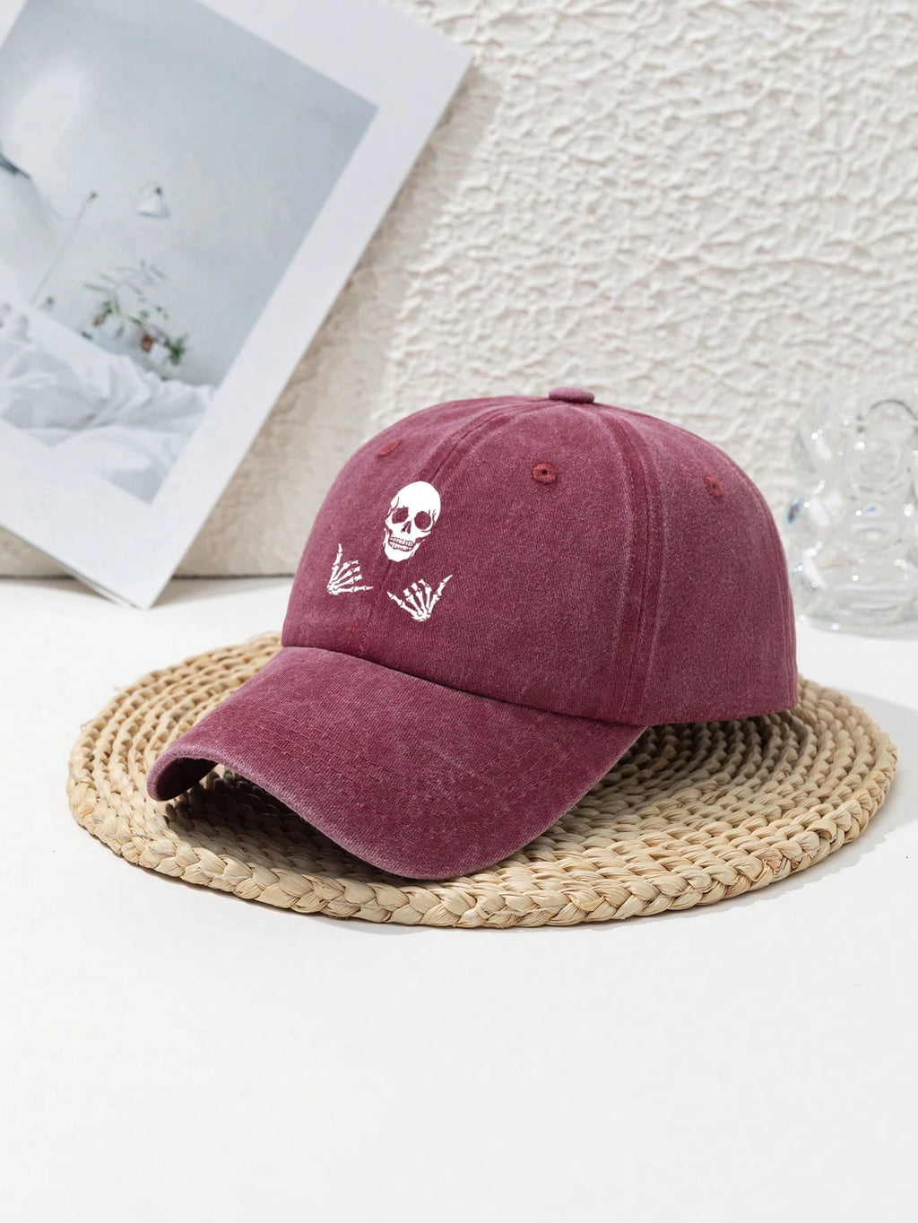 قبعة بيسبول مطبوعة برسومات جمجمة للرجال والنساء، مناسبة لتزيين الرأس في الهالوين، وقبعة يومية كاجوال من نوع "منقار البط".