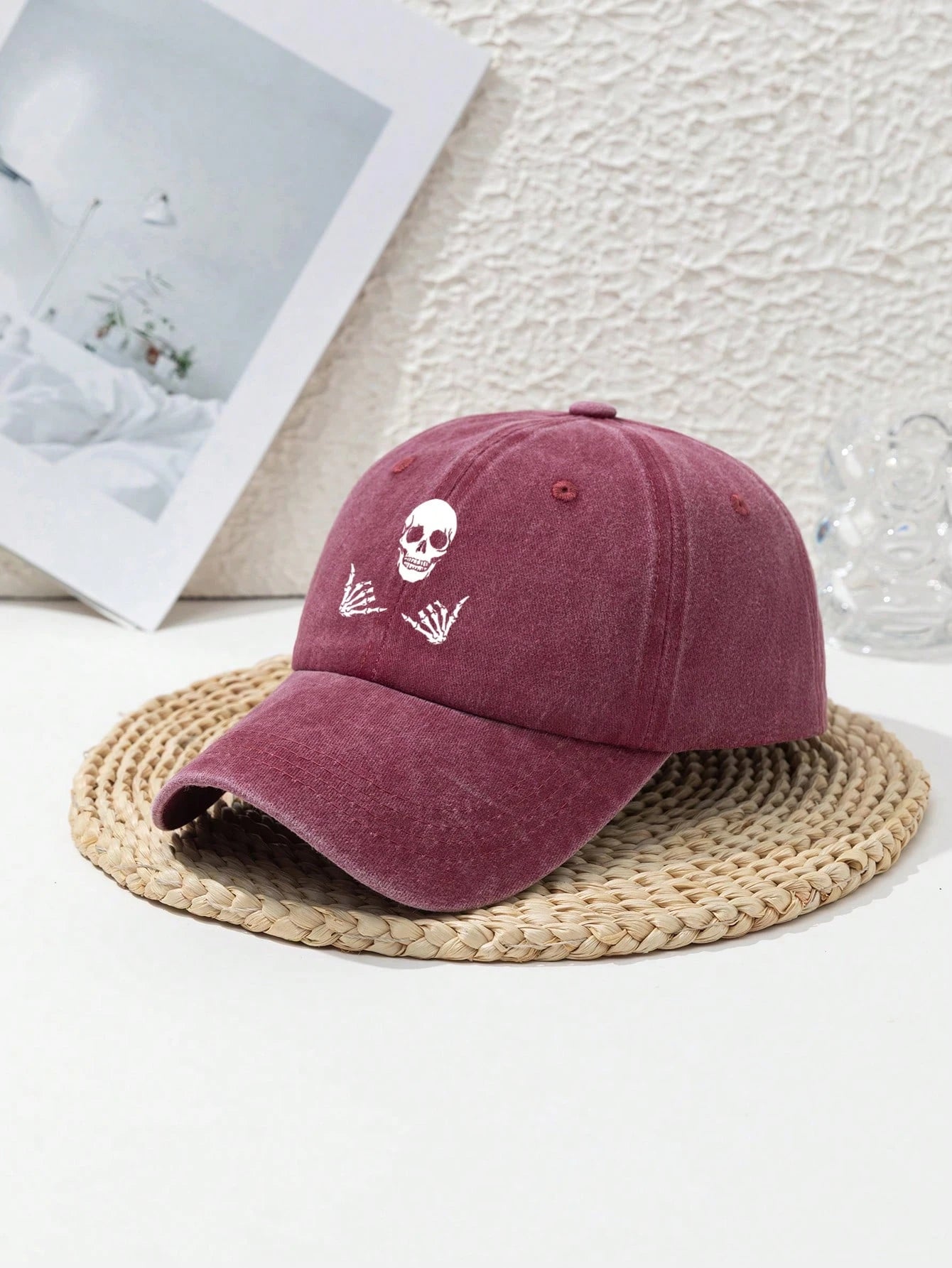 قبعة بيسبول مطبوعة برسومات جمجمة للرجال والنساء، مناسبة لتزيين الرأس في الهالوين، وقبعة يومية كاجوال من نوع "منقار البط".