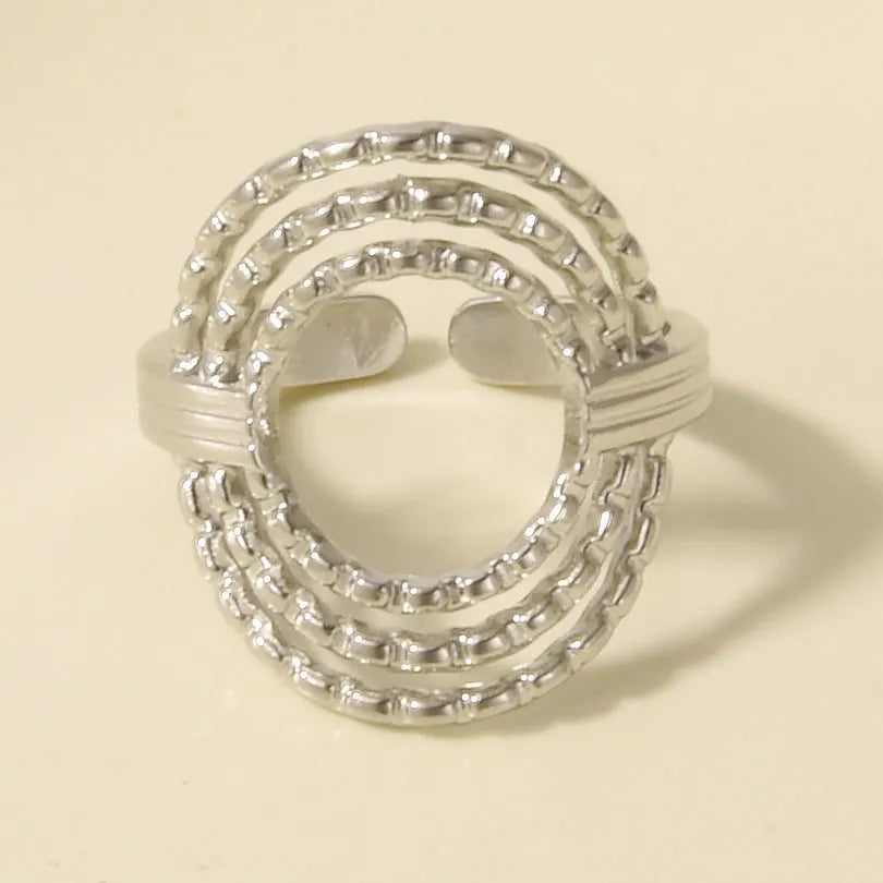 خاتم معدني عالي الجودة بتصميم غير منتظم ومجوف، مفتوح وقابل للتعديل، مصنوع من الفولاذ المقاوم للصدأ، مناسب للنساء والرجال، إكسسوارات مستوحاة من زهرة ونجمة البحر