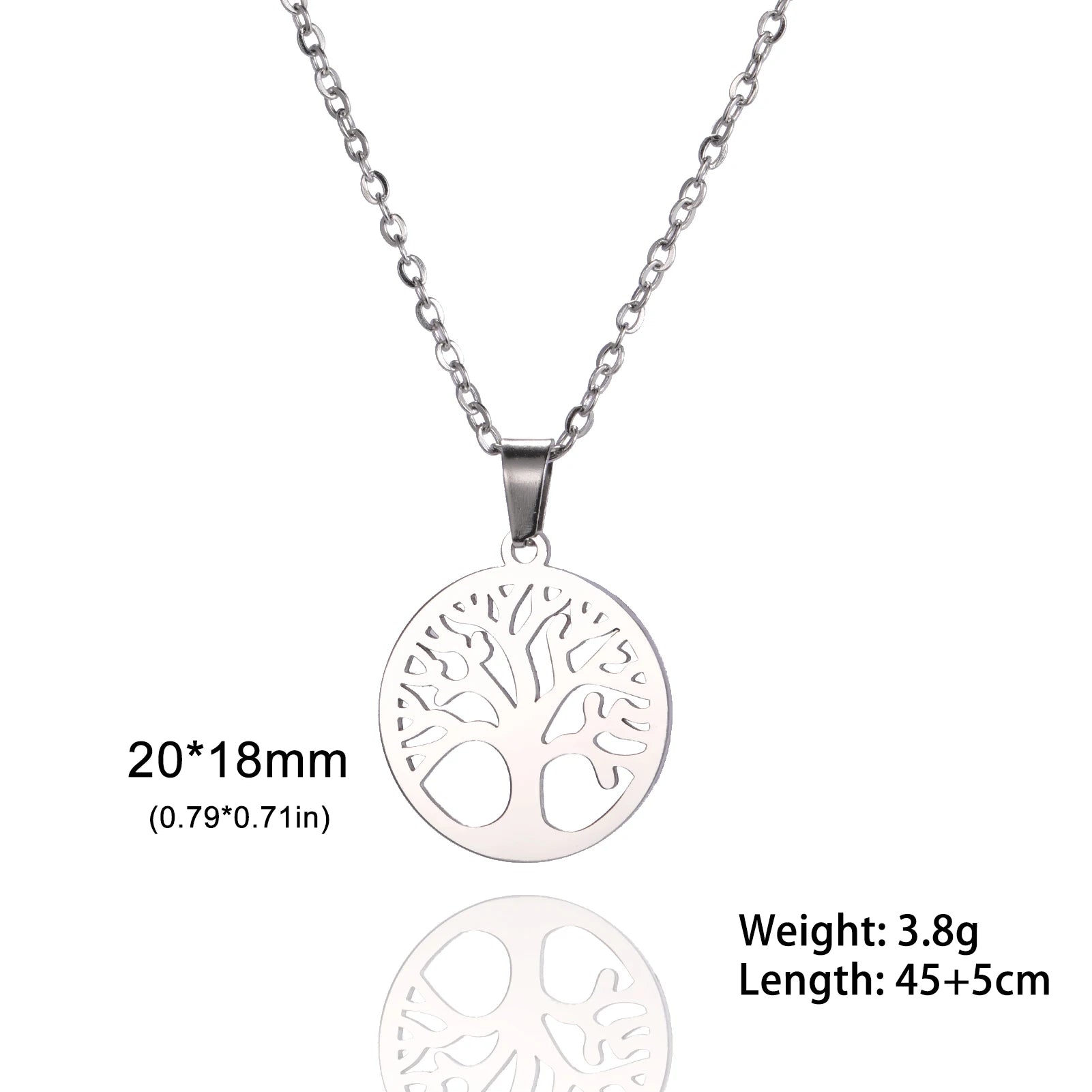 Skyrim Tree of Life Necklace for Women Stainless Steel Gold Color Clear Zircon Round Pendant Neck Chains Luxury Wedding Gift