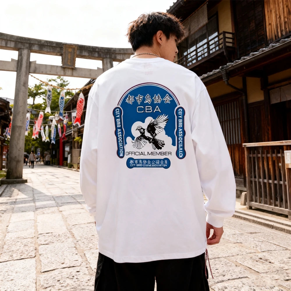 تي شيرت KUCLUT 1:1 300GSM فاخر عالي الجودة مطبوع بأكمام طويلة تي شيرت فضفاض غير رسمي مقاس كبير 100% قطن للرجال والنساء