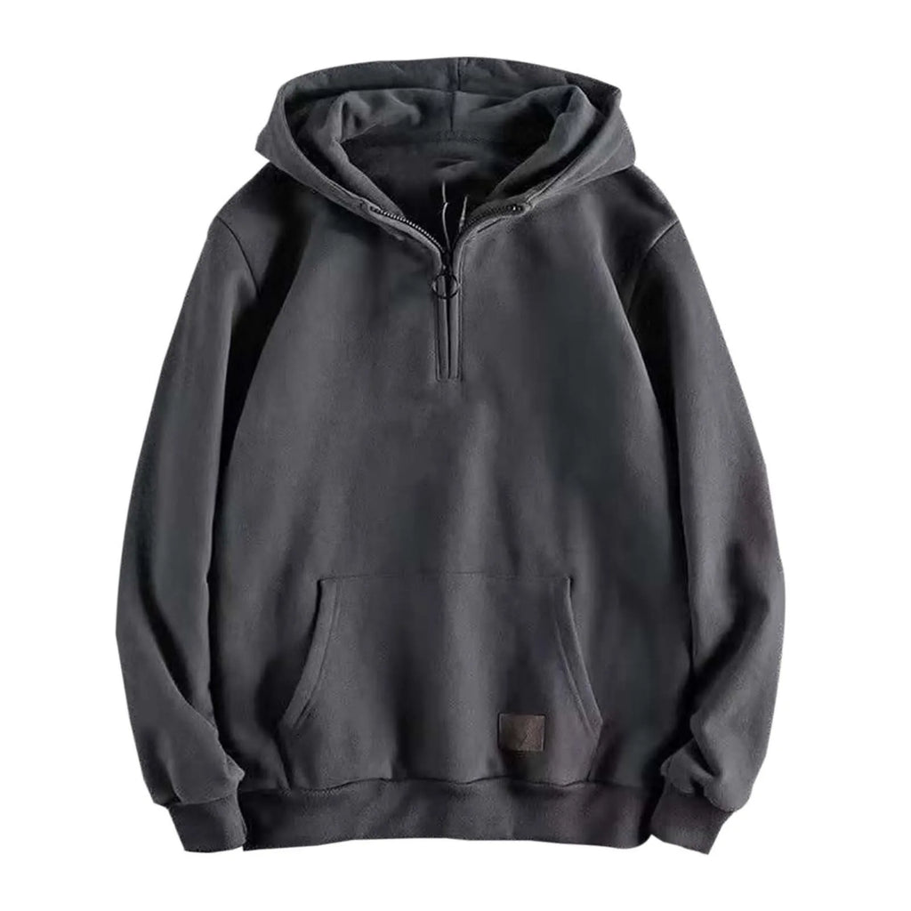 Half Zip Baggy Hoodie Men Pullover Longsleeve Casual Hoodies Fashion Vintage Hooded Sweatshirt