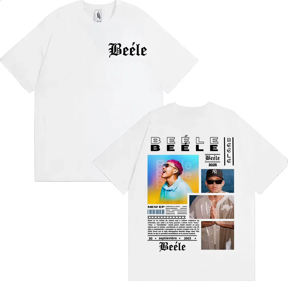 تي شيرتات رجالية ونسائية من ألبوم Rapper BEELE Tour 2025، تي شيرتات موسيقى الهيب هوب والبوب، تي شيرتات الشارع، قطن 100%، تي شيرتات كبيرة الحجم، ملابس الشارع