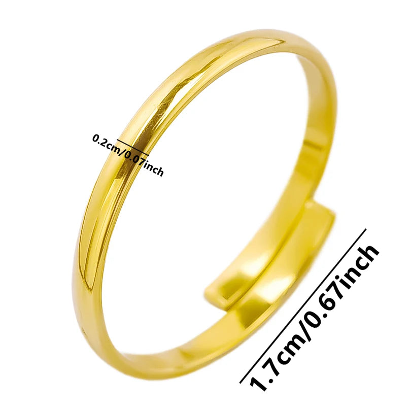 خواتم من الفولاذ المقاوم للصدأ مطلية بالذهب الحقيقي، 1/5 قطع/مجموعة، إكسسوارات للنساء والرجال، خاتم مفتوح قابل للتعديل بتصميم فراشة وقلب سميك