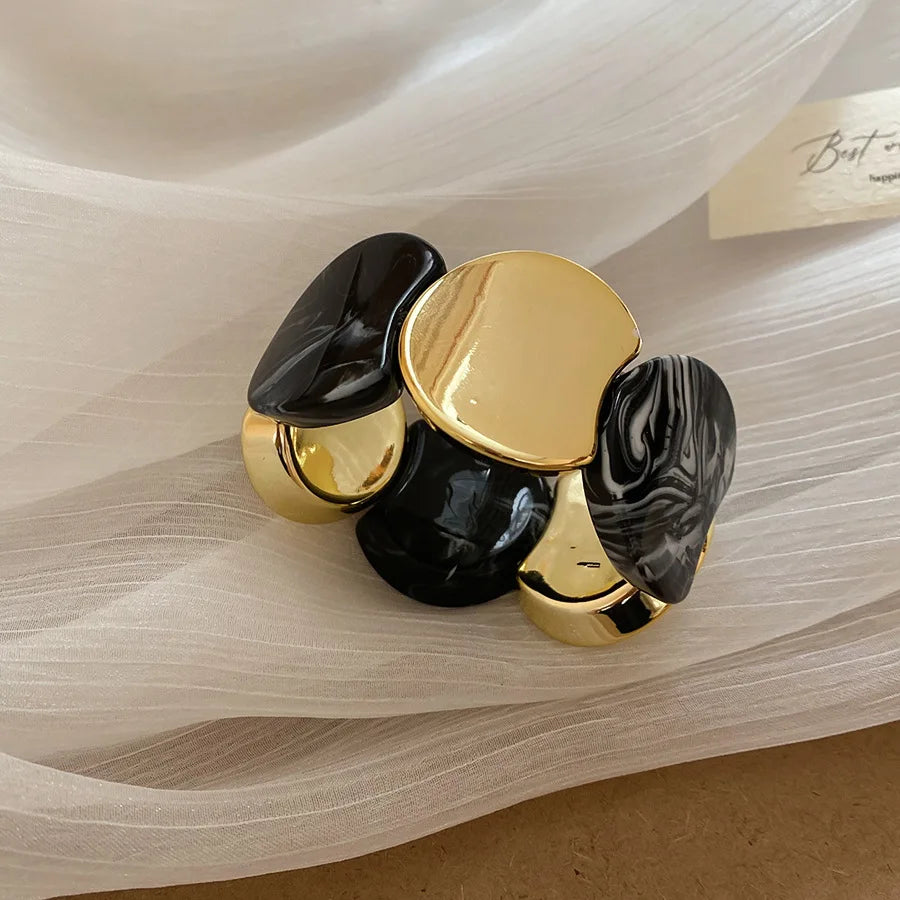 أساور من الراتنج بحبل مطاطي دائري متعدد الأنماط للنساء أساور أكريليك عتيقة ملطخة مجوهرات حفلات شخصية K1