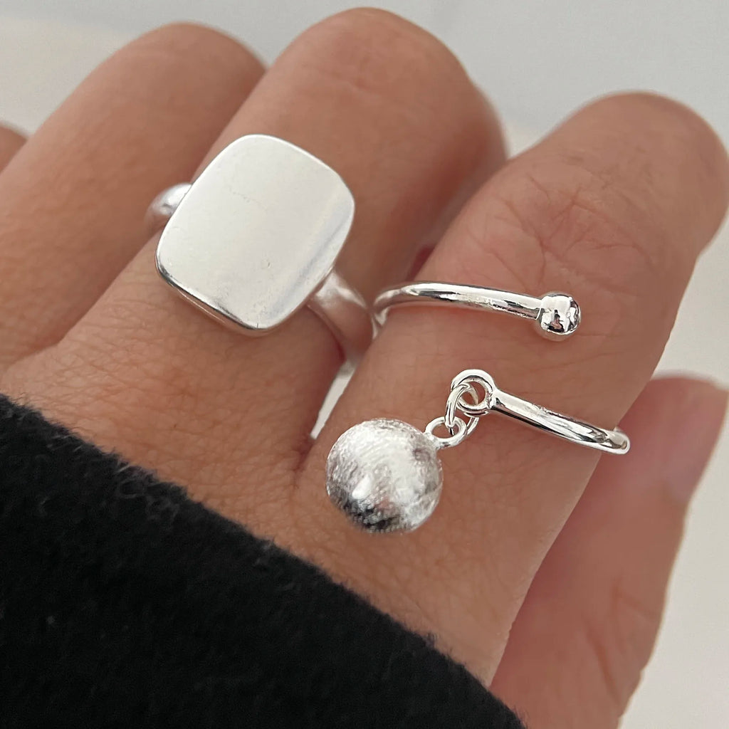 خواتم من الفضة الإسترليني عيار 925 للنساء والأزواج، بتصميم بسيط مصنوع يدويًا، لون أزرق، هدية مثالية للحفلات، تمنع الحساسية.