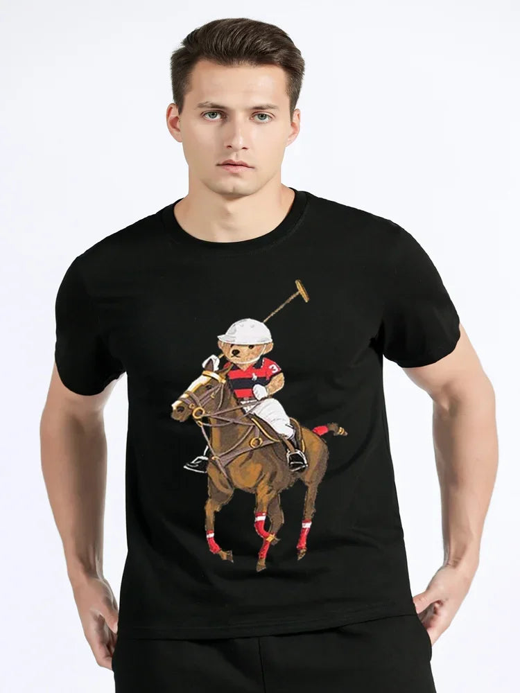 تي شيرت رجالي مضحك على شكل دب غولف للبيع الساخن، تي شيرت صيفي كاجوال من القطن، ملابس للجنسين، تي شيرت رجالي، ملابس الشارع، هاراجوكو